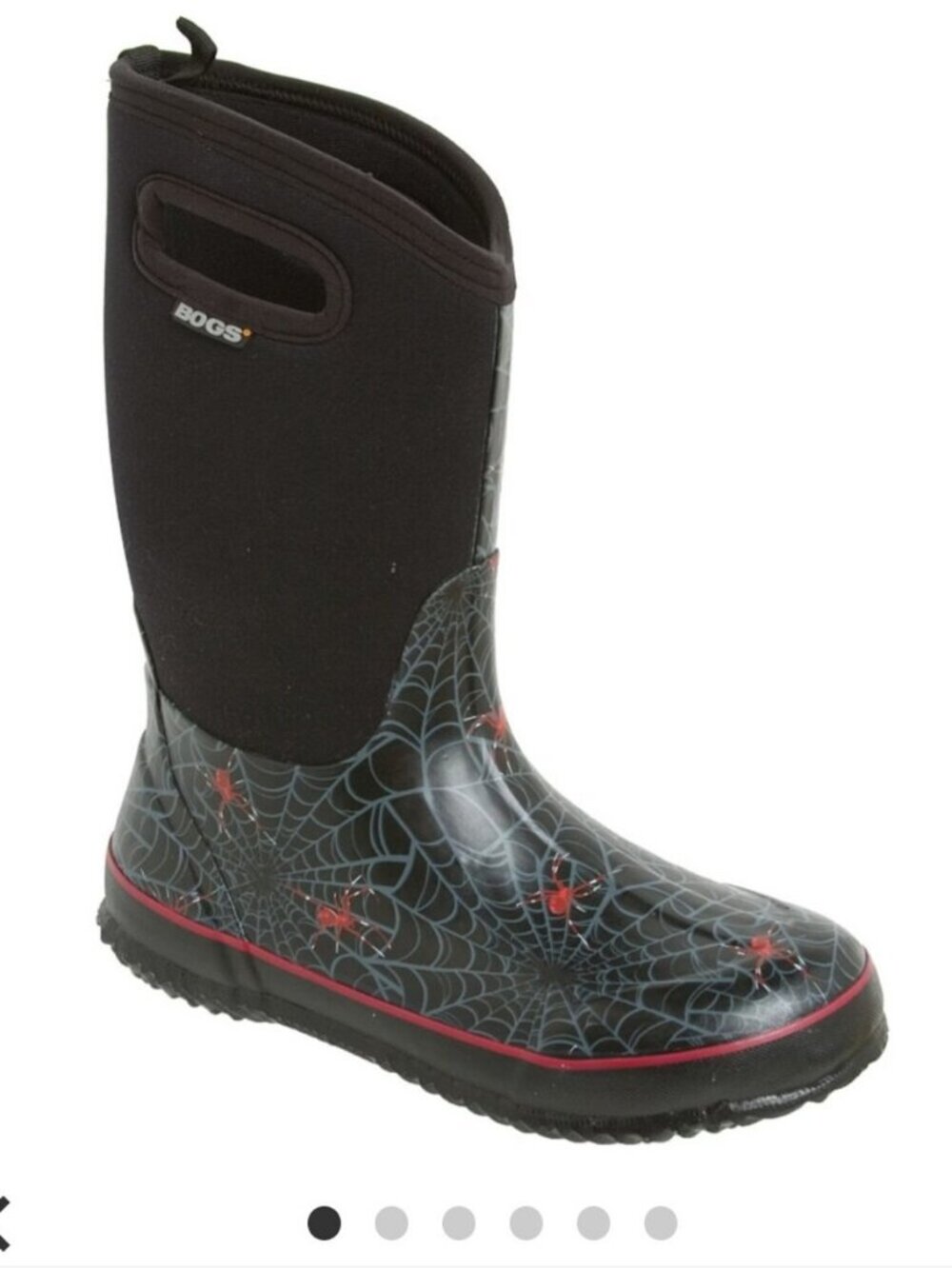 BOGS | Classic High Spiders II Boots, spiderweb black Red Boys Sz 13